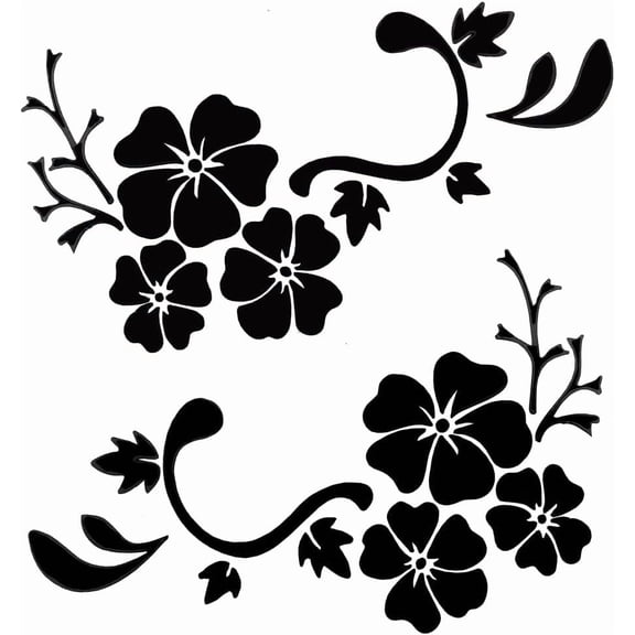 10pcs 10 Sheets Hibiscus Flower Car Sticker Hawaiian Stickers and Decals Black Hibiscus Branch Stickers Waterproof Vinyl Automotive Exterior Decor for Truck Motorcycle Doors Laptop