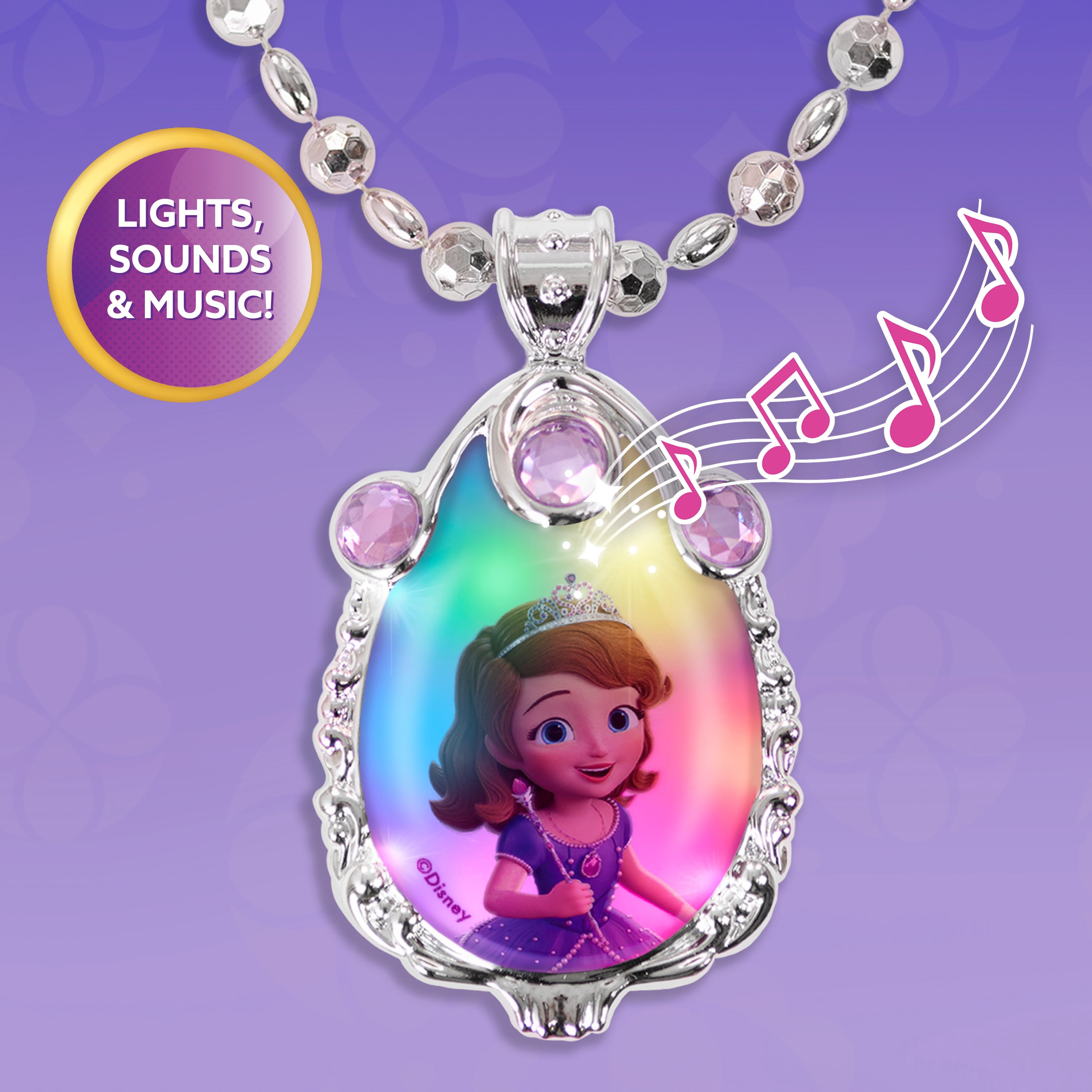 Disney Jr. Sofia the First Enchanting Amulet, Light-up Musical Dress-up Accessory, for Fans Ages 3+