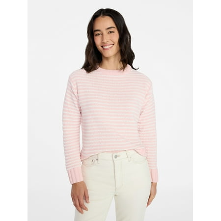 Time and Tru Women's and Women's Plus Long Sleeve Chenille Pullover, Sizes XS-4X