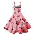 thumbnail image 4 of LWavelet 2026 Valentine's Girls' Night Trendy Dress, Spaghetti Strap Heart Print Flowy Flared Silhouette Sundress Light Gray L, 4 of 4