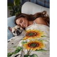 thumbnail image 6 of Full Size Flat Sheet Only, Sunflower Soft Brushed Microfiber Bed Sheets, Vintage Summer Botanical Bee Spring Floral Hotel Quality Breathable Bedding Top Sheet, Easy Care, 66"x102", 6 of 9