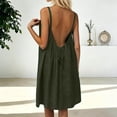 thumbnail image 2 of Bysome Women Dress Solid Color Sleeveless Crew Neck Open Back Dresses Summer Casual Women Dresses Size S Dark Green, 2 of 7