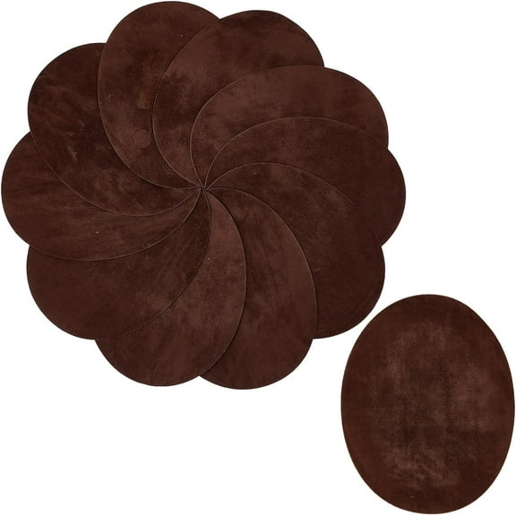 10PCS Iron On Patches Coconut Brown Oval Elbow Suede Fabric Appliques Cloth Repair Sewing Elbow Knee DIY Artificial Patches