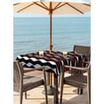 thumbnail image 3 of Outdoor Tablecloth with Umbrella Hole for Patio/Picnic/Party/Camping, Red Grey Striped Waterproof Table Cloth Square Cover Washable, Modern Abstract Geometric Stripes (60"x 60"), 3 of 8