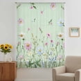 thumbnail image 3 of Flower Green Sheer Curtains 54 Inches Long, Blue Pink Daisy Wildflower Floral Botanical Light Filering Curtains, Breathable Simi Curtain Privacy Drapes for Kitchen Bathroom Small Window Treatment, 3 of 9