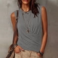 thumbnail image 2 of SHTXOZHI Womens Ruched Front T-Shirts Short Sleeve Crew Neck Drawstring Back Tops Casual Dressy Basic Blouses, 2 of 9