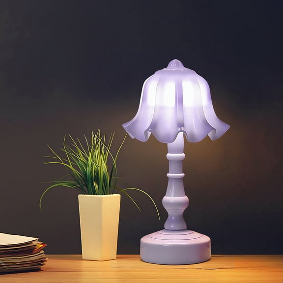 LED Night Light Small Table Lamp Bedside Lamp with Floral Design for Bedroom Desktop Decoration(A)