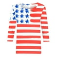 thumbnail image 4 of Summer Clean Plus Size Tee Shirts For Women Round Neck 3/4 Length Sleeve Tops Classic Independence Day Patriotic Tee Shirts Loose Fit Tunic Blouses Office Work Clothes 2025, 4 of 5