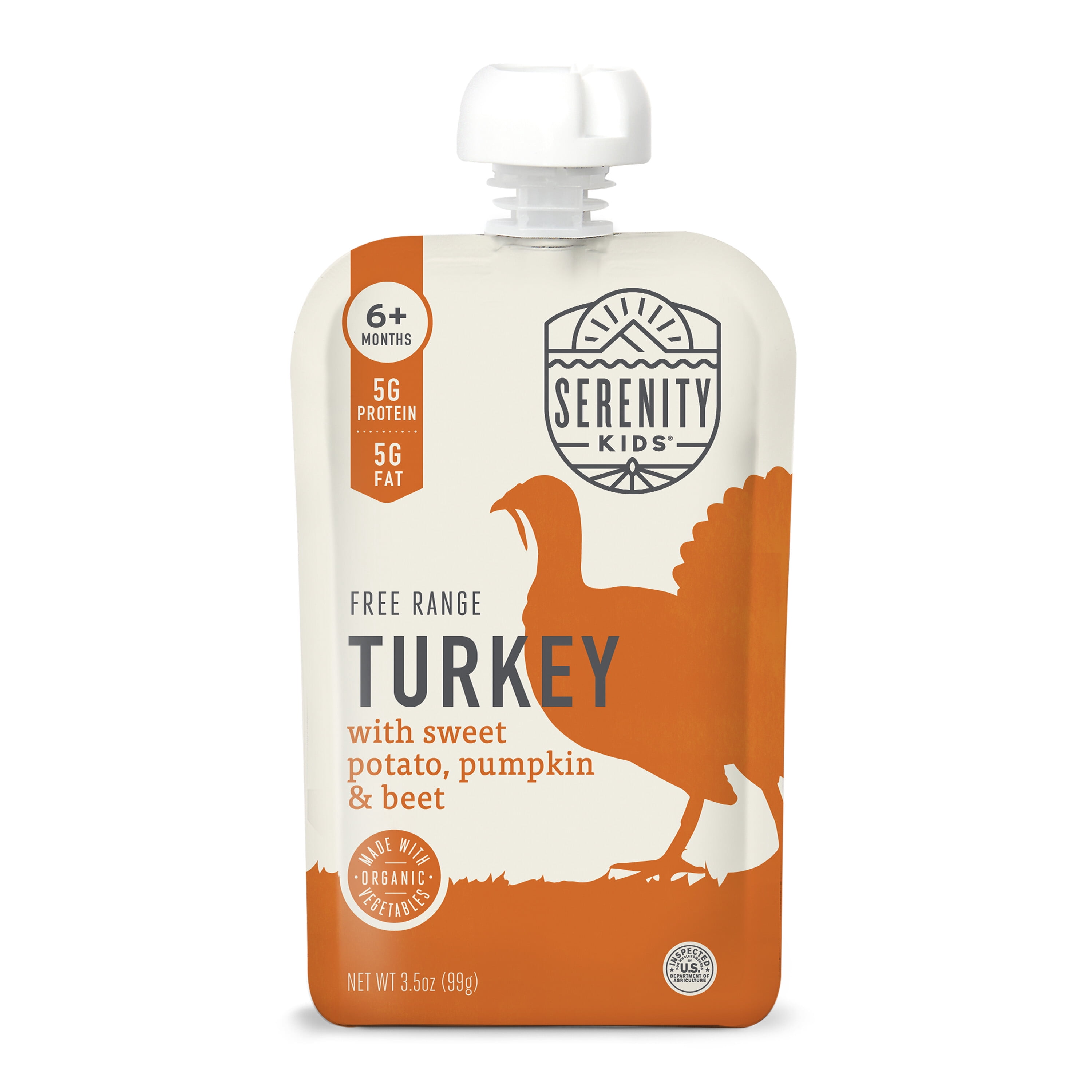 (12 pack) Serenity Kids Free Range Turkey Stage 2 Baby Food Organic Sweet Potato Pumpkin & Beet, 3.5oz Pouch