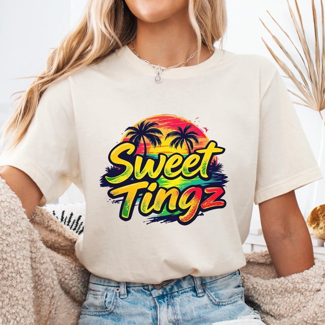 Sweet Tingz T-Shirt, Tropical Sunset T-SHIRT, Caribbean Island Vibes Shirt, Reggae Inspire - Pepper - 2XL