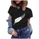 thumbnail image 4 of Gibobby Playera Corte clásico para Mujer Blusa mujer con cuello en O Top suelto viaje(Negro,CH), 4 of 4