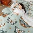 thumbnail image 4 of Castle Fairy Flying Butterflies Bedding Comforter Set 7-Piece for Female Men,Chic Floral Flowers King Bedding Sets,Exotic Style Ultra Soft Bed Sheets,Luxury Bedroom Decor,Reversible, 4 of 8