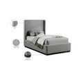 thumbnail image 2 of Meridian Furniture Flynn Grey Linen Textured Fabric Twin Bed, 2 of 8