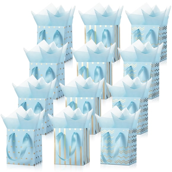 12 bolsas de regalo metálicas Tenare con papel de seda, 18 x 10 x 23 cm
