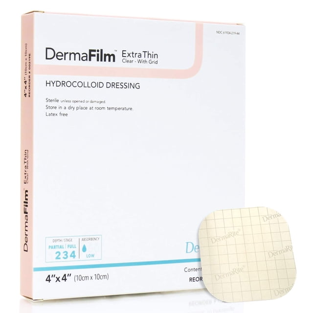 Apósito para heridas DermaRite Dermafilm extra delgado con cuadrícula, 10 unidades