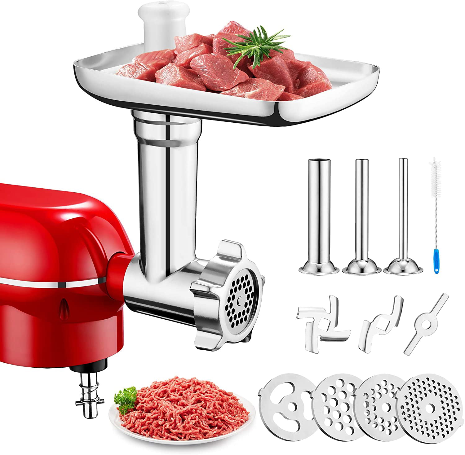 Food Meat Grinder Attachment for Kitchen Aid Stand Mixer Sausage Stuffer Tubes 