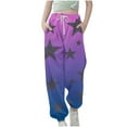 thumbnail image 2 of HOMADLES Teen Girls Jogger Pants Elastic Waist Gradient Star Printing Loose Drawstring Cargo Pants Purple 7-8T, 2 of 5