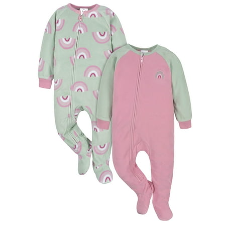 

Gerber Baby & Toddler Girls Microfleece Blanket Sleeper Pajamas 2-Pack (0/3 Months-5T)