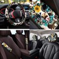 thumbnail image 3 of XYZCANDO Cow Sunflower 14 Pieces Car Seat Covers Full Set Steering Wheel Cover Auto Center Console Pad Seat Belt Pads Headrest Covers Cup Coasters for Most Cars SUVs Sedans, 3 of 7
