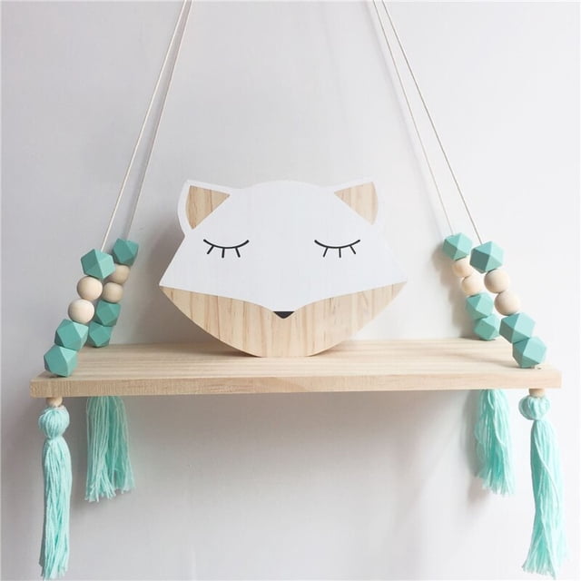Nordic Style Wall Hanging Decor Swing Shelf Decorative Shelves Kids Room Macaron Wooden Beads Tassel Shelf Storage OrganizationPinkUnited Kingdom He Qiyong unisex