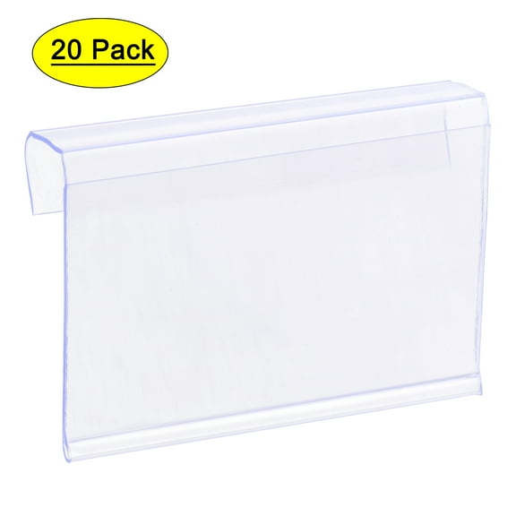 Uxcell 60x40mm L Shape Label Holder Clear Plastic for Wire Shelf, 20 Pack