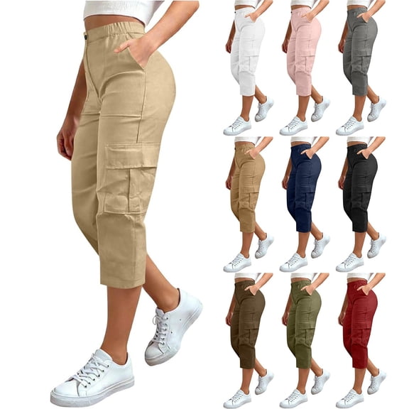 Only Moment Bermuda Shorts for Women Cargo Shorts with Pockets High Waist Loose Sweatpants Casual Lounge Yoga Workout Palazzo Beige,4XL