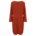 thumbnail image 5 of CHOK Cyber&Monday Deals Robes pour Femmes 2023 Manches Évasées Tunique Fluide Smockée en Coton Lin Robes Manches 3/4 Col Rond Solide Été Mini Robe Formelle Café TTTTG Liquidation un, 5 of 5