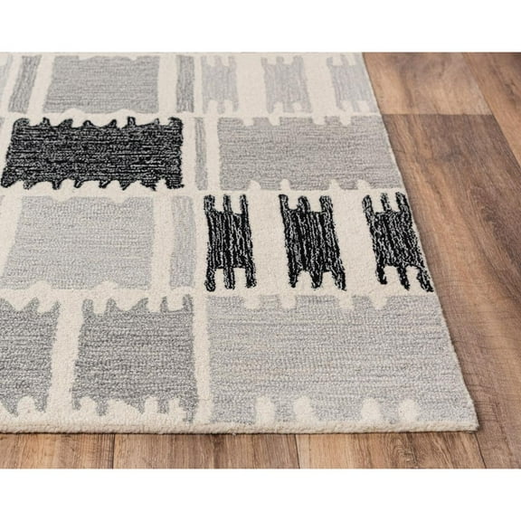 Alora Decor Rivera 5' x 8' Geometric Gray/Ivory/Charcoal Hand-Tufted Area Rug
