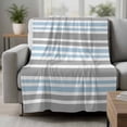 thumbnail image 2 of Blue Grey Striped Blanket Soft Cozy Warm Throw Blanket for Couch, Plush Fuzzy Flannel Fleece Blankets for Sofa, Horizontal Lines Simple Minimalist Bed Blankets Lightweight Gifts for Women, 50"x80", 2 of 9