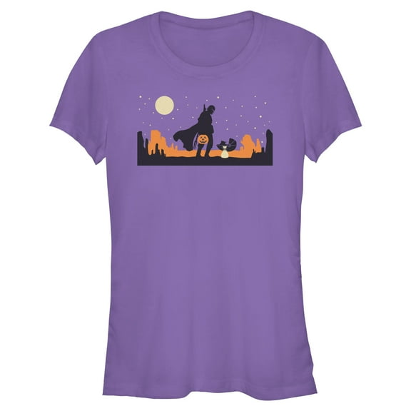Juniors Star Wars: The Mandalorian Grogu and Din Djarin Trick or Treat T Shirt