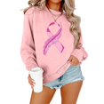 thumbnail image 3 of Women Breast Cancer Awareness Sweatshirt Pink Ribbon Graphic Long Sleeve Pullover Tops, 3 of 3