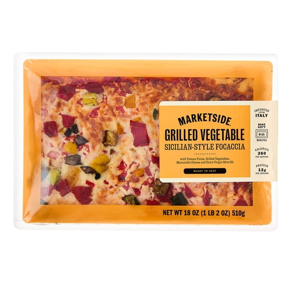 Marketside- Take and Bake Grilled Vegetable Sicilian-Style Focaccia Pizza, 18 oz (Refrigerated)