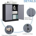 thumbnail image 4 of Yizosh Metal Garage Storage Cabinet with 2 Doors and 2 Adjustable Shelves - 35.5" Steel Lockable File Cabinet,Locking Counter Cabinet for Home Office,Garage,Gym,School（Gray Black）, 4 of 16