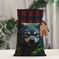 thumbnail image 5 of Rocae Realistic Style Green Fur Wolf Print Christmas Drawstring Linen Gift Bag with Drawstrings Treat Bag Goody Present Bags for Christmas Party Favor, 5 of 8