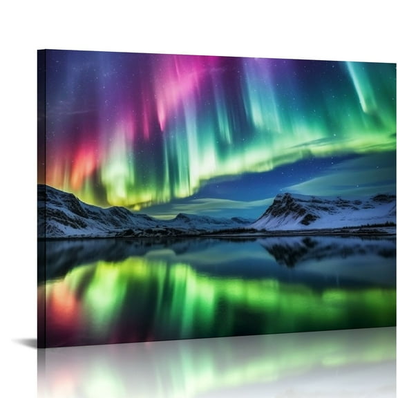 COMIO Aurora Borealis Canvas Wall Art Northern Lights Picture for Bedroom Modern Scenery Painting Print Artwork Landscape Wall Decorations Living Room Décor (20x16in)