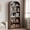 Red, variant on 71" Tall 5-Shelf Arched Bookcase – Farmhouse Wooden Bookshelf with Display Storage Rack, Freestanding Bookcase for Home Office, Living Room, Red