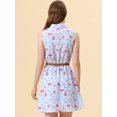 thumbnail image 4 of Vestido Sin Mangas Allegra K Día de San Patricio Con Cinturón Estampado Azul claro flores rosas S, 4 of 5