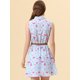 thumbnail image 4 of Vestido Sin Mangas Allegra K Día de San Patricio Con Cinturón Estampado Azul claro flores rosas S, 4 of 5
