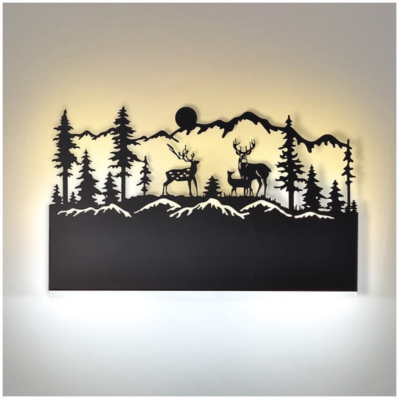 Sunnyin LED Wall Sconce Deer Rustic Dual-Tone Black Wall Lamp