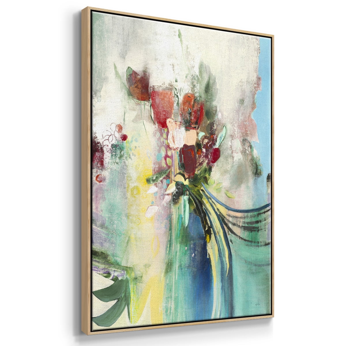 Celebration I Framed Premium Gallery Wrapped Canvas - Ready to Hang - 17 x 25 - Natural Wood Floating Frame