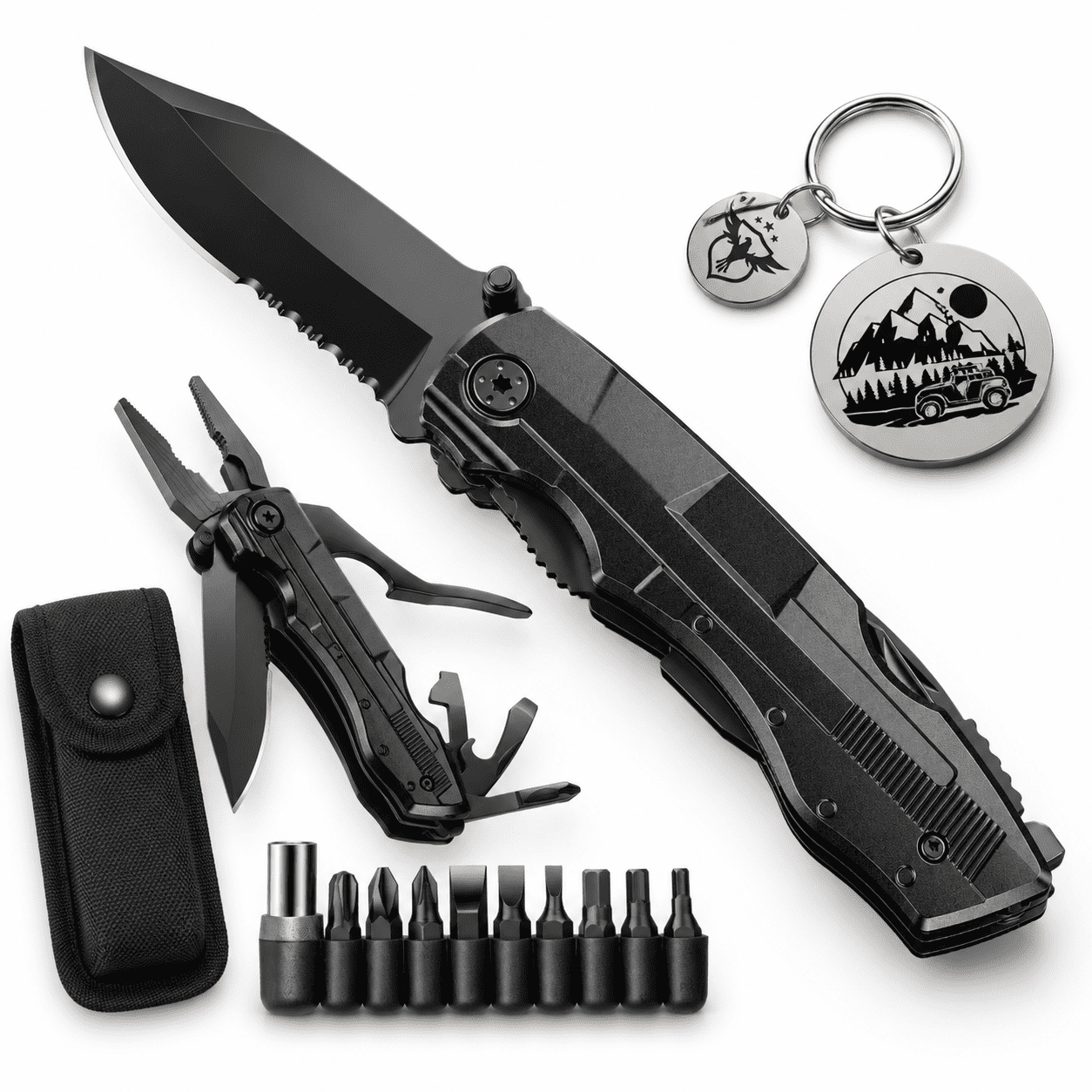 Men Gifts 13-in-1 Stainless Steel Multitool Pocket Tool for Hiking Camping Daily Use