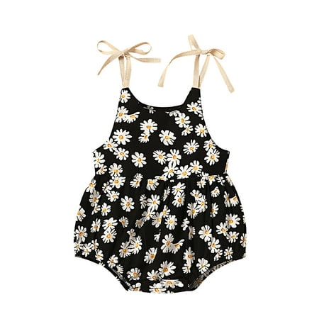 

EYIIYE Baby Girl Floral/Leopard Off Shoulder Sling Romper