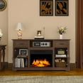 thumbnail image 3 of CBJCBJ Medieval TV Stand for TVs up to 65'', Entertainment Center with 22.8'' Electric Fireplace, Brown, 3 of 10