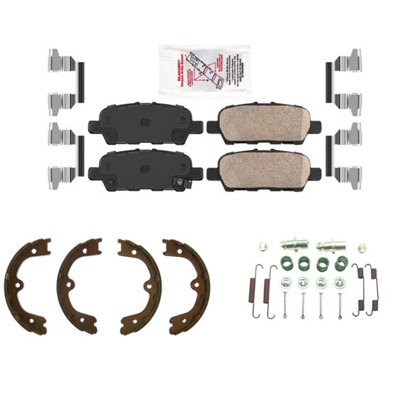 Rear AmeriPro Ceramic Brake Pads Parking Shoes Hardware For Nissan Murano 03-07