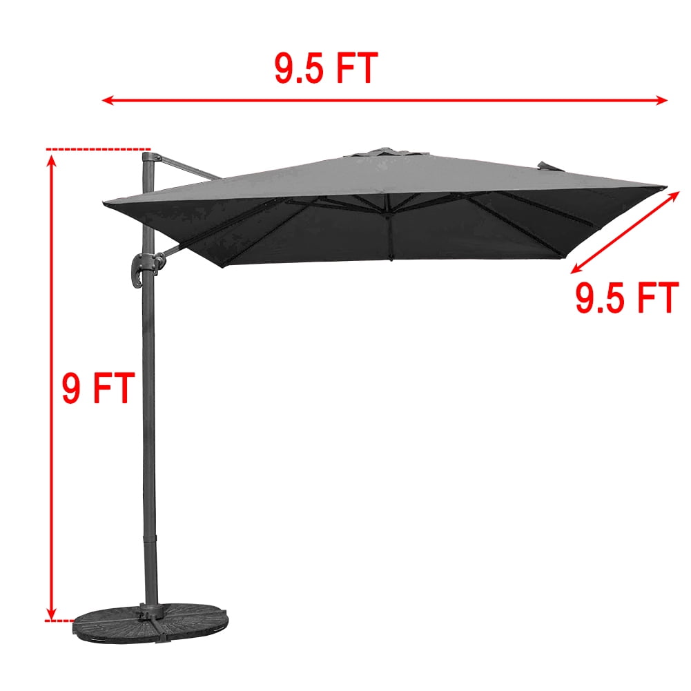 Sundale Outdoor 9 5ft Square Offset Hanging Umbrella Market Patio Umbrella Aluminum Cantilever Pole W Cover Crank Lift And Cross Frame Polyester Canopy 360 Rotation For Garden Deck Backyard Blue Walmart Com Walmart Com
