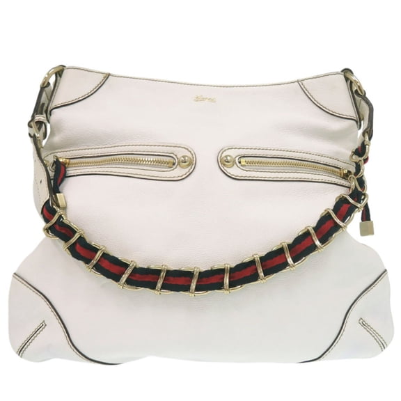 Pre-Owned Gucci Sherry Line Chain Shoulder Bag 154392 Leather White 0852 (Good)