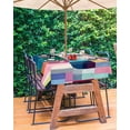 thumbnail image 3 of Boanket Outdoor Tablecloth with Umbrella Hole for Patio/Picnic/Party/Camping, Colorful Geometric Waterproof Table Cloth Rectangle Table Cover Washable, Abstract Art Color Block Modern (60"x 102"), 3 of 7