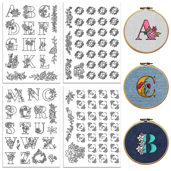 1set 4 Sheets 11.6x8.2 Inch Stick and Stitch Embroidery Patterns Non-woven Fabrics Water Soluble Embroidery Stabilizers Letter 297x210mmm