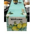 thumbnail image 2 of Summer Lemon Cotton Linen Table Runner 13 x 72 inch Spring Bees Turquoise Plaid Non-slip Rectangular Dining Table Decor for Wedding Party Holiday Dinner, 2 of 8