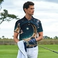 thumbnail image 3 of Balery Artistic Starry Sky Moon Book Camisa Polo de Hombre con Estampado, de Manga Corta y Tejido Medio, Camisa Tipo Golf Polo-3X-Large, 3 of 6